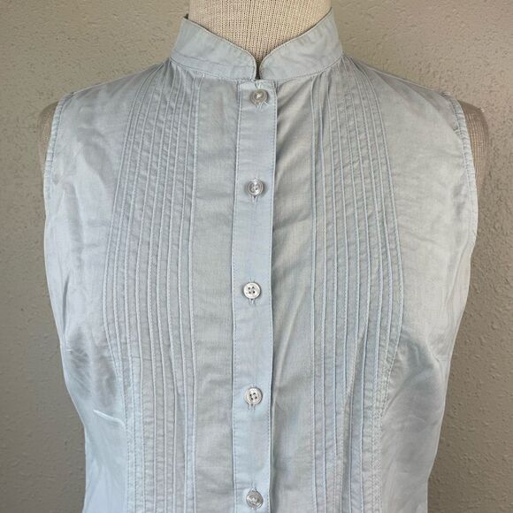 Mossimo Button Down Collarless Top Size M EUC - Picture 2 of 5